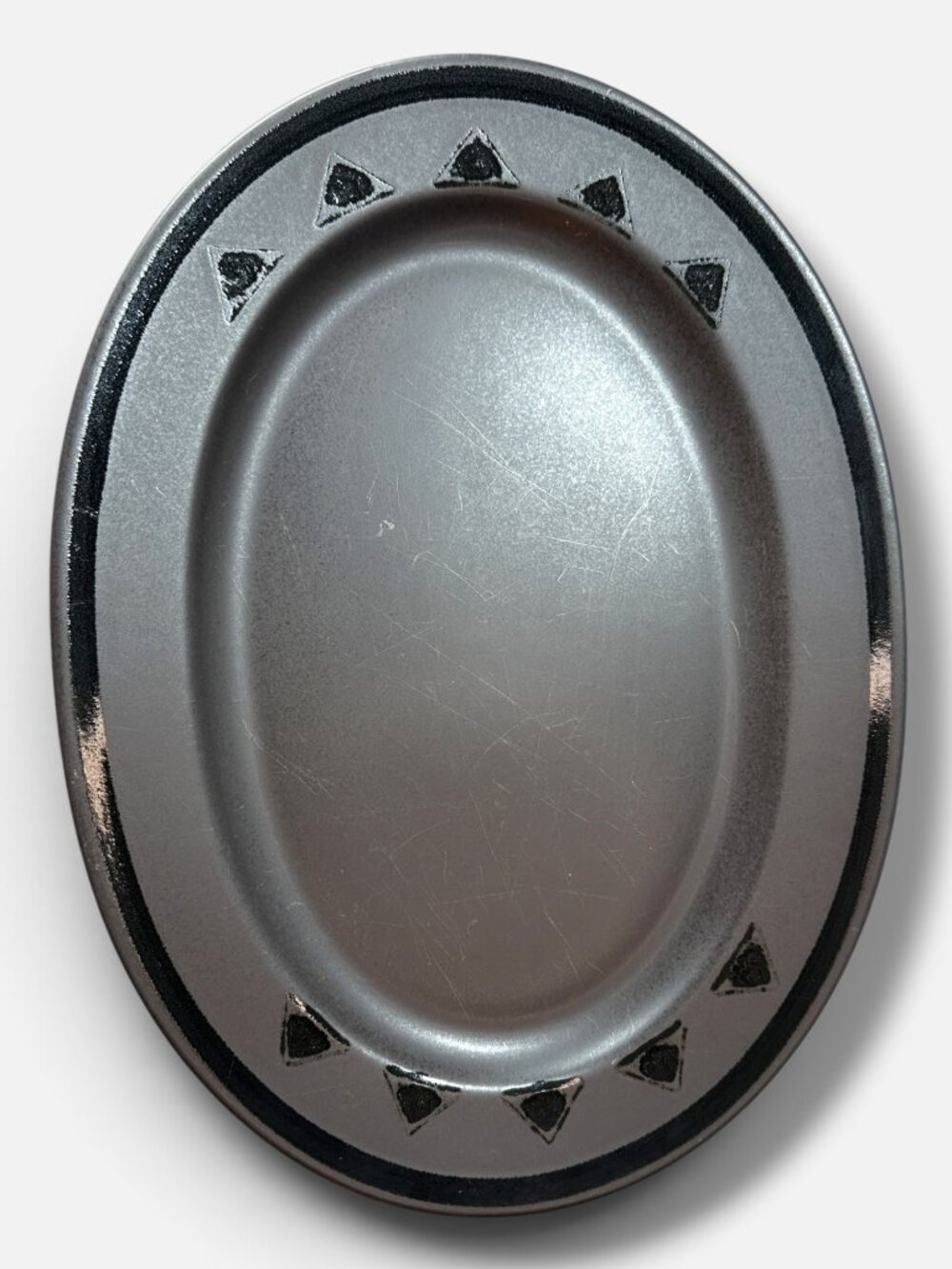 Vintage Pfaltzgraff Midnight Sun Oval Serving Platter With Geometric Triangle Pa